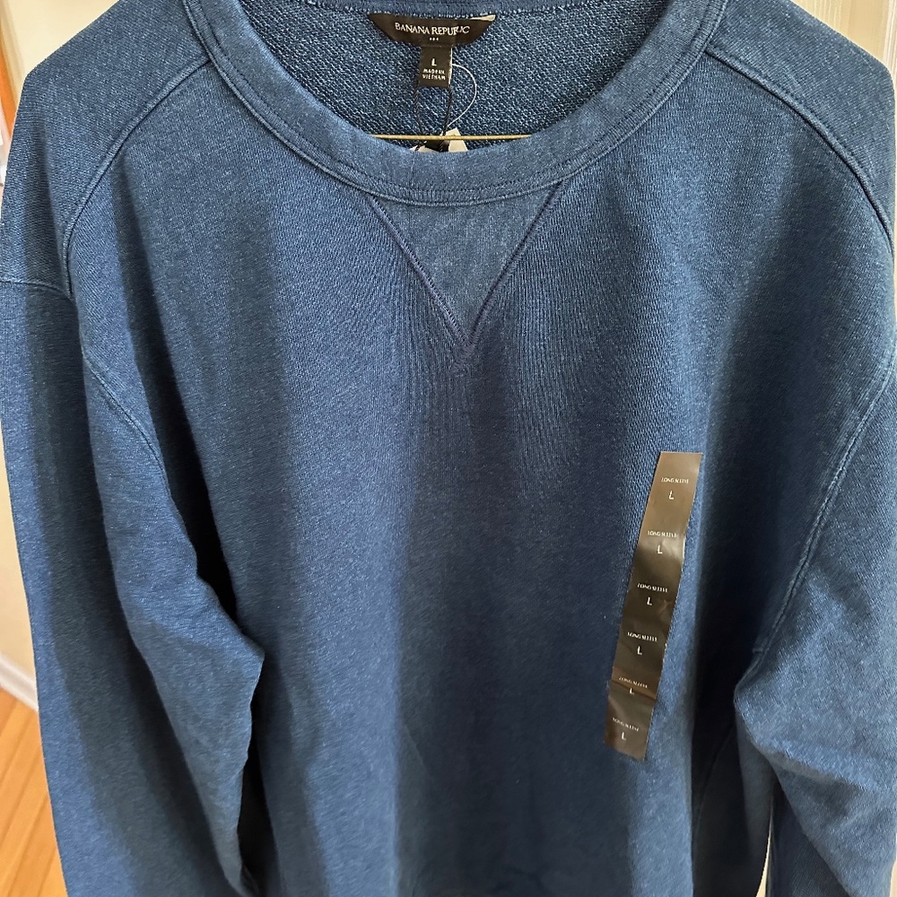 Banana Republic Men's Pullover French Terry Sweatshirt Dark Indigo Size Large